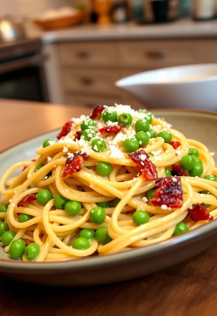 19 Easy Pasta Dinner Recipes that Will Impress Your Dinner Guests (Don’t Miss #4!) - 7. Carbonara with Peas