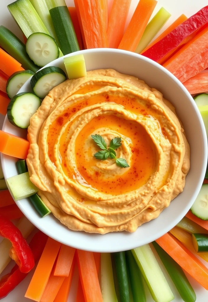 15 Easy Plant-Based Meal Prep Ideas You Can Make in Under 30 Minutes! - 15. Spicy Hummus & Veggies