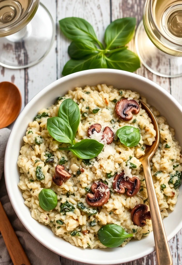 15 Easy Plant-Based Meal Prep Ideas You Can Make in Under 30 Minutes! - 9. Spinach & Mushroom Risotto