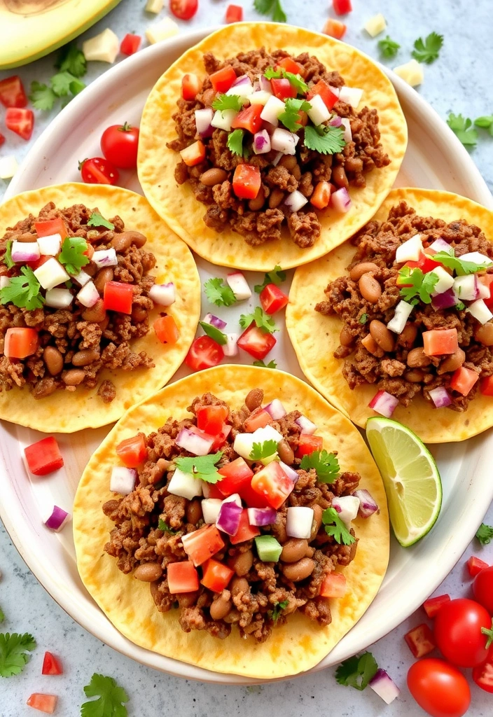 15 Mouthwatering Ground Beef Recipes That Will Make Dinner a Breeze! - 12. Beef and Bean Tostadas