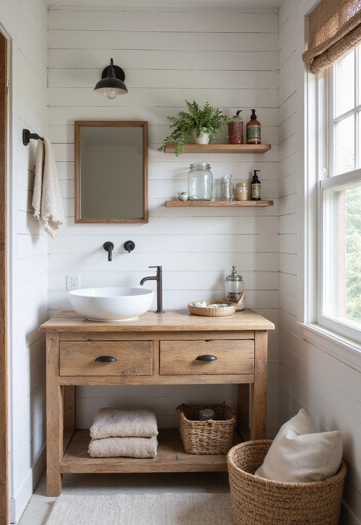 15 Stunning Luxury Small Bathrooms in White That Look Expensive (But Aren't!) - 12. Rustic White Charm