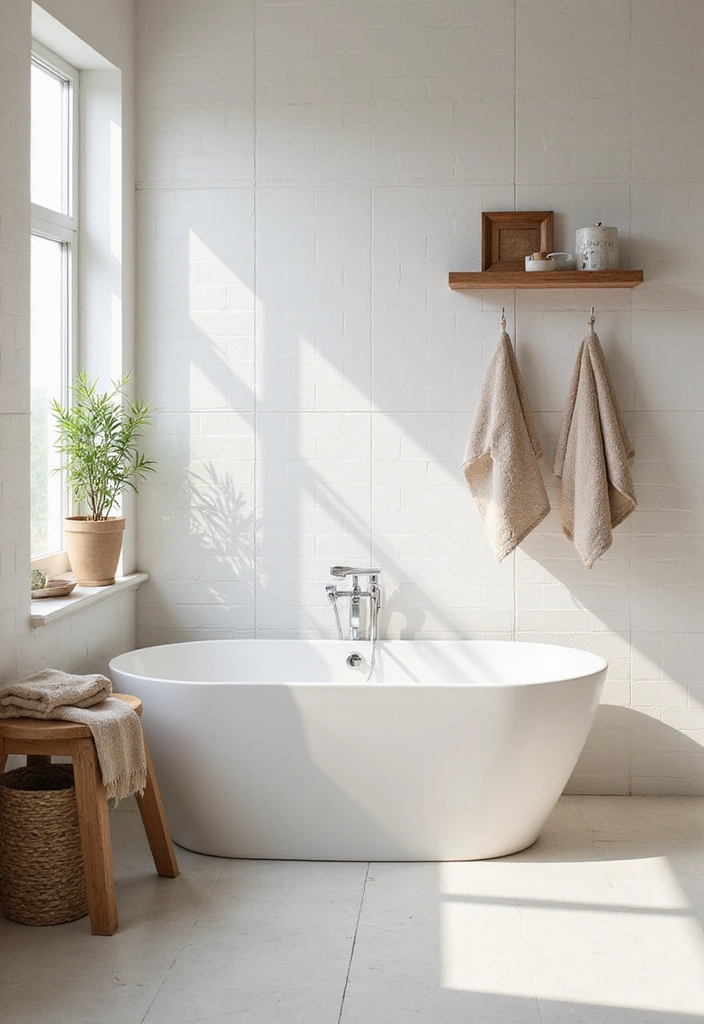 15 Stunning Luxury Small Bathrooms in White That Look Expensive (But Aren't!) - 2. Minimalist Zen Retreat