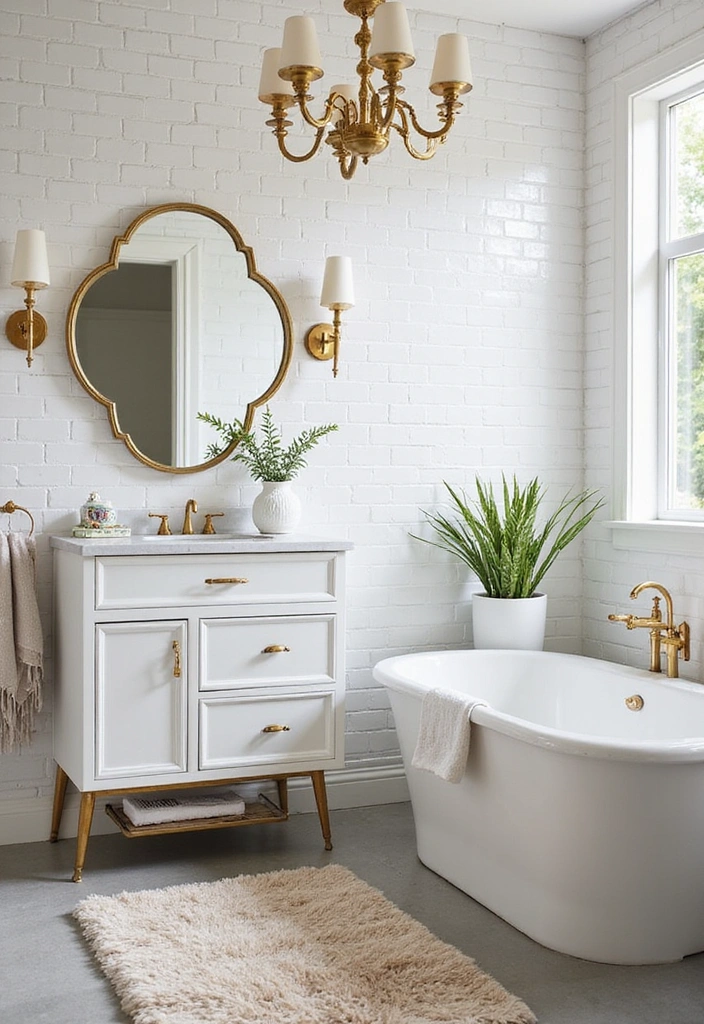 15 Stunning Luxury Small Bathrooms in White That Look Expensive (But Aren't!) - 3. Chic Modern Glam