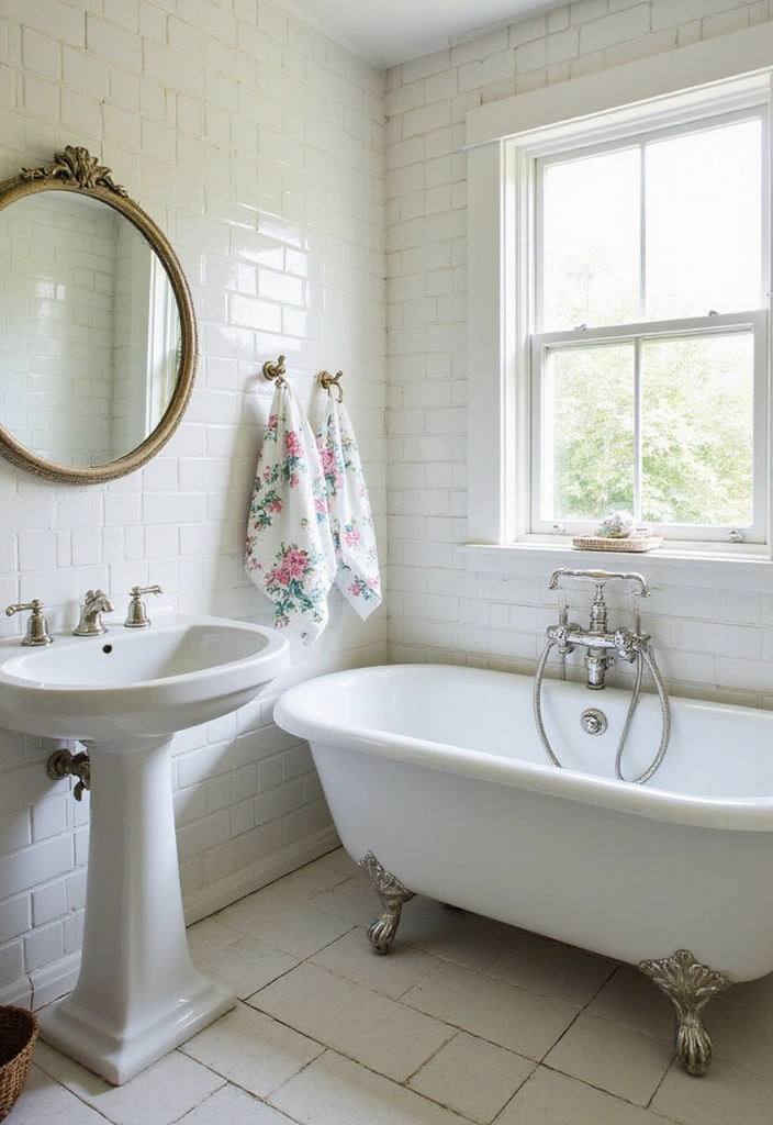 15 Stunning Luxury Small Bathrooms in White That Look Expensive (But Aren't!) - 5. Vintage Charm Meets Modern Luxury