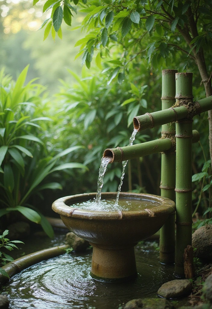 10 Stunning DIY Solar Fountains That Will Transform Your Garden into a Relaxing Oasis! - 6. Bamboo Garden Fountain