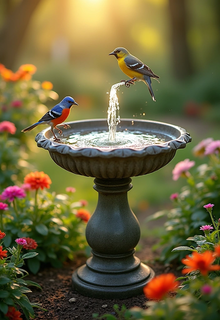 10 Stunning DIY Solar Fountains That Will Transform Your Garden into a Relaxing Oasis! - 8. Vintage Birdbath Fountain